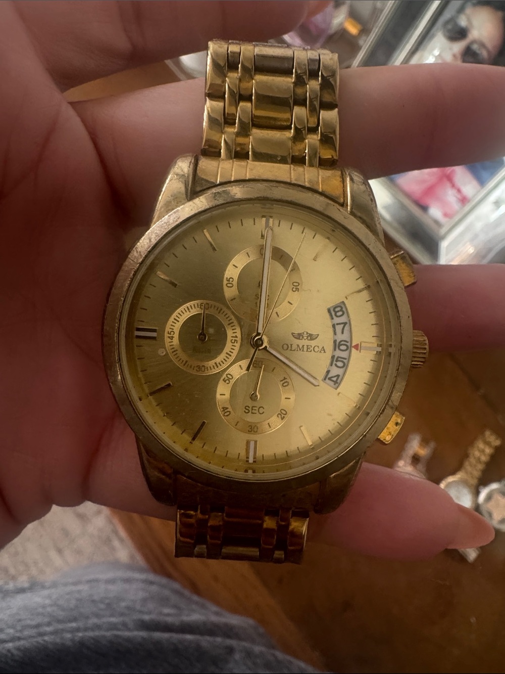 Olmeca Gold-Tone Chronograph Wristwatch